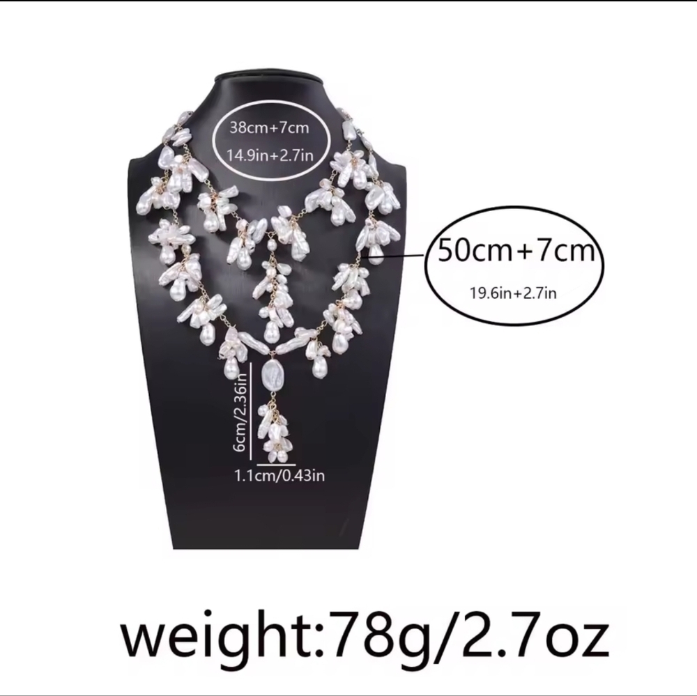 Pearl and Gold Statement Necklace - Picture 7 of 7